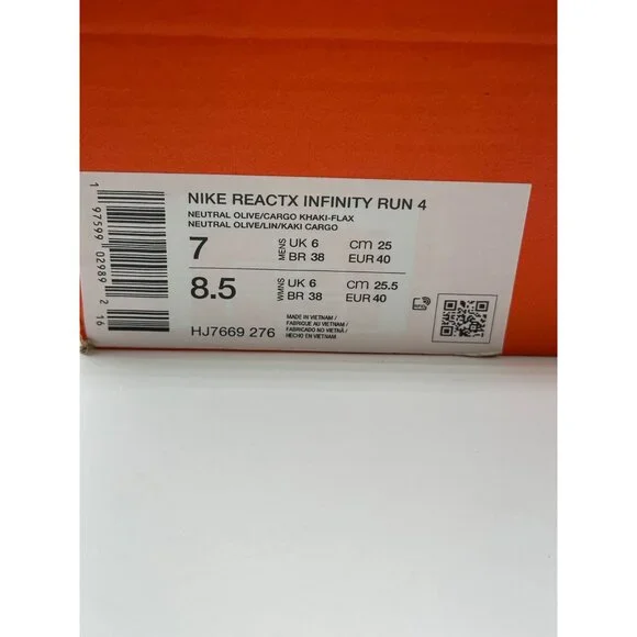 Men's Nike InfinityR N 4 Road Running Shoes Neutral Olive Fax HJ7669-276 Size 7 - Picture 12 of 12